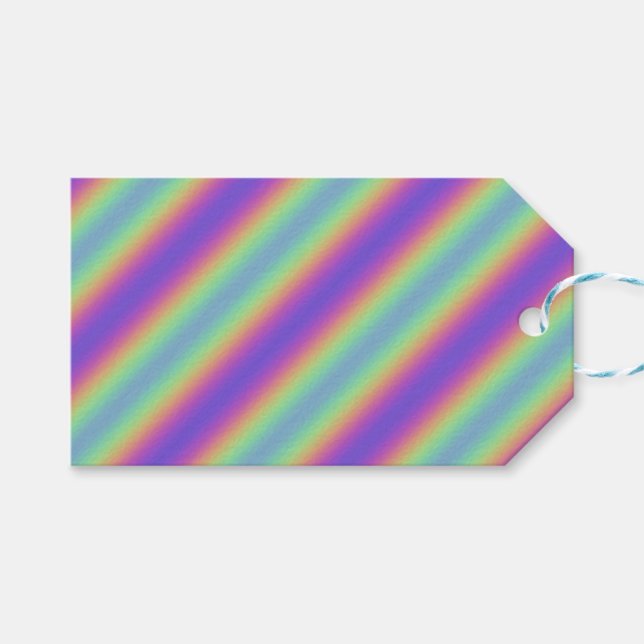 Etiqueta de regalo Neon Glow Rainbow Stripe (Frente (Horizontal))