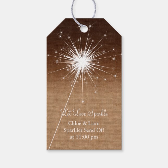 Etiqueta de regalo Ombre Burlap Sparkler (Anverso)