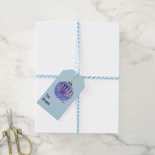 Etiqueta de regalo - Orb de Navidades dibujados co (Con cuerda)