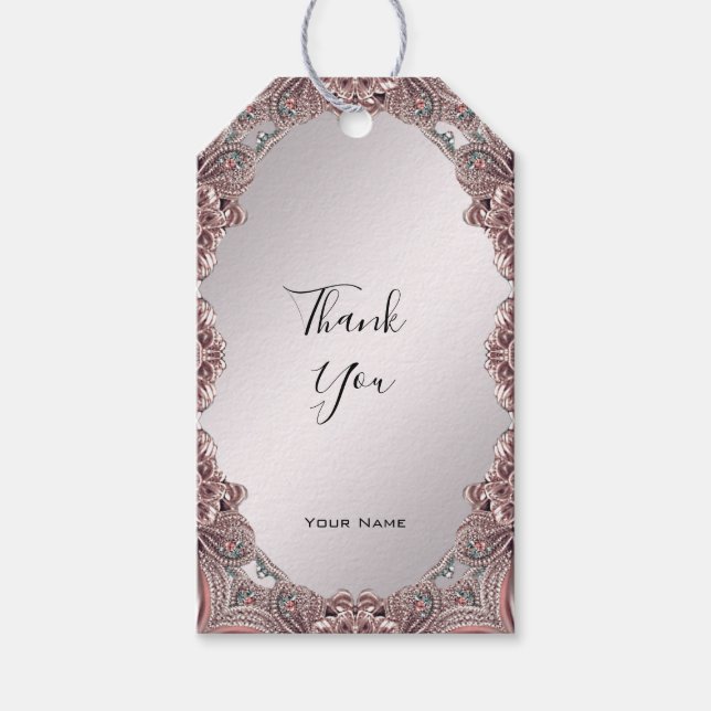 Etiqueta de regalo ornamental rosa (Anverso)