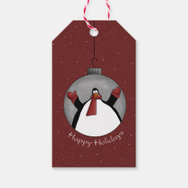 Etiqueta de regalo ornamento de pingüino
