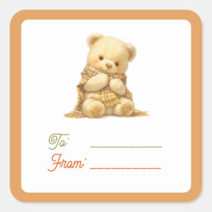 Etiqueta de regalo Oso de peluche adorable (A)