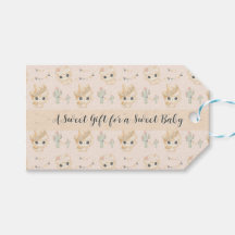 Etiqueta de regalo para baby shower con patrón de