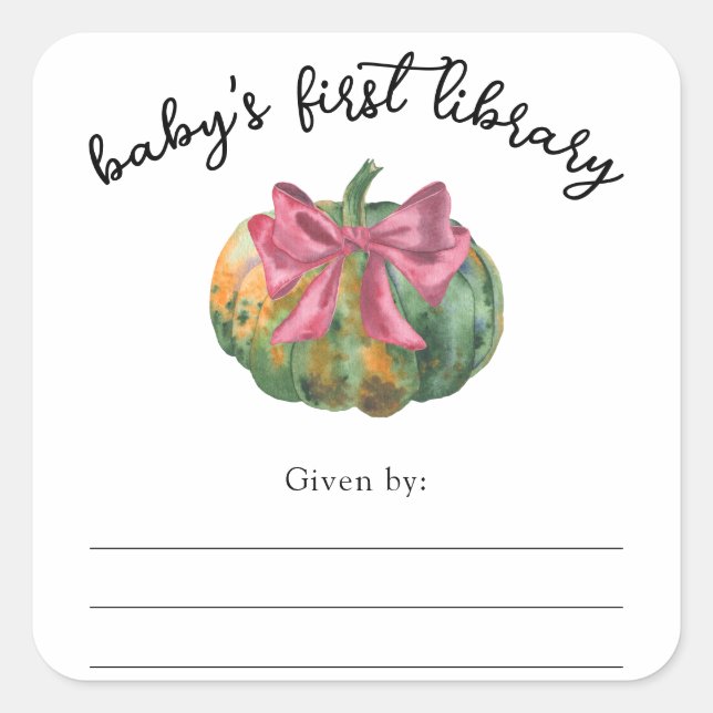 Etiqueta de regalo para baby shower de calabaza co (Anverso)