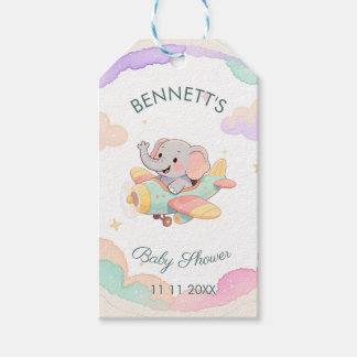 Etiqueta de regalo para baby shower de elefante en