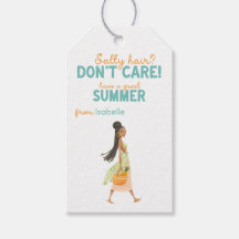 Etiqueta de Regalo para Chica de Playa Pelo Salado