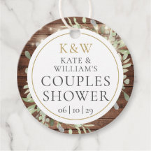 Etiqueta de regalo para ducha de boda de monograma