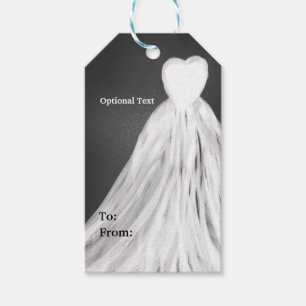 Etiqueta de regalo para ducha de novia con vestido