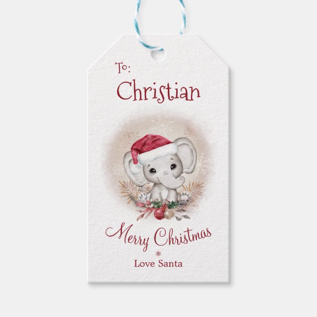 Etiqueta de regalo para elefantes pequeños Navidad (Anverso)