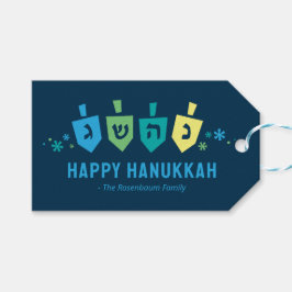 Etiqueta de regalo para fiesta de Hanukkah Dreidel