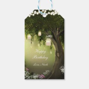 Etiqueta de regalo para fiesta de jardín en bosque