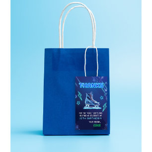 Etiqueta de regalo para fiesta de patinaje sobre h