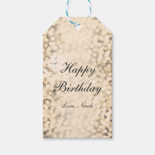 Etiqueta de regalo para fiesta glamurosa con luces