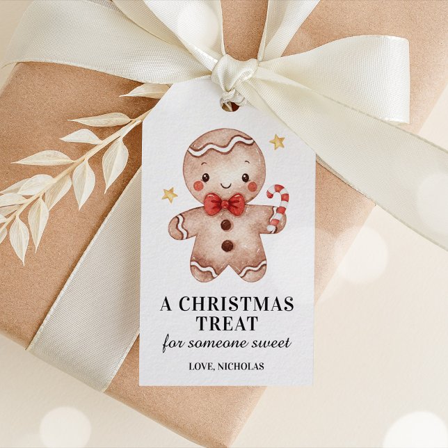 Etiqueta de regalo para hombres Navidades de pan d (Gingerbread Man Holiday Gift Tag)