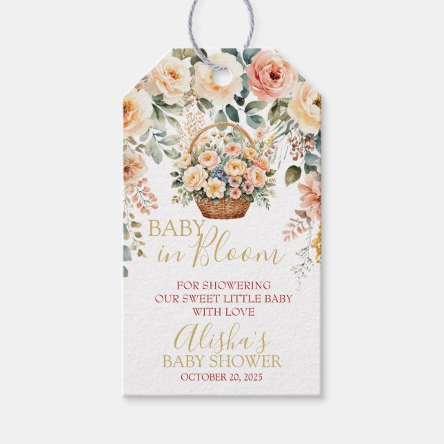 Etiqueta de regalo para la fiesta de Baby in Bloom (Anverso)