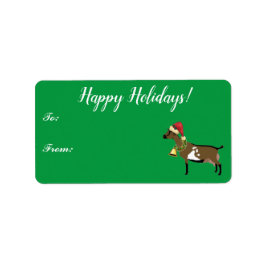 Etiqueta de regalo para Navidades de cabras láctea