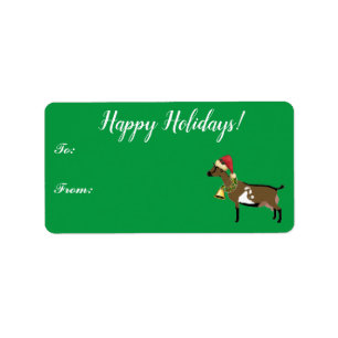 Etiqueta de regalo para Navidades de cabras láctea