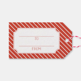 Etiqueta de regalo para Navidades de franja roja d
