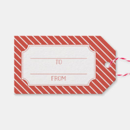 Etiqueta de regalo para Navidades de franja roja t