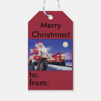 Etiqueta de regalo para Navidades de motocicleta