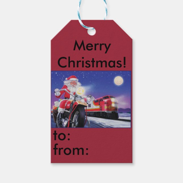 Etiqueta de regalo para Navidades de motocicleta (Anverso)