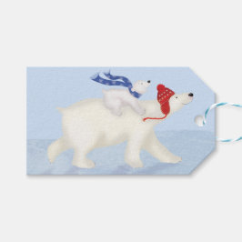Etiqueta de regalo para Navidades de oso polar y c