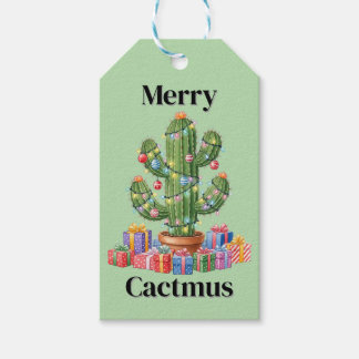 Etiqueta de regalo para navidades - Merry Cactmus