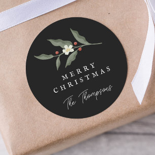 Etiqueta de regalo para Navidades negros con flore