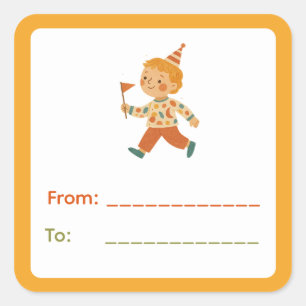 Etiqueta de regalo para niño del circo