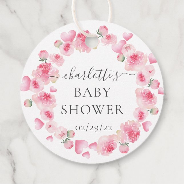 Etiqueta de regalo para recuerdo de baby shower fl (Reverso)