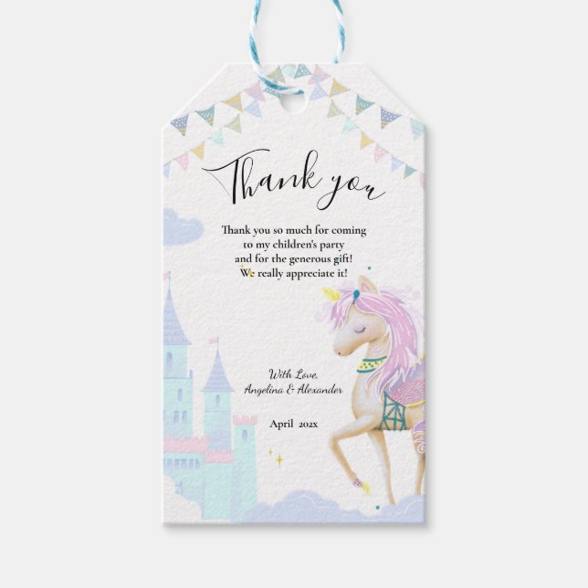 Etiqueta de regalo para una ducha de bebé con unic (Anverso)