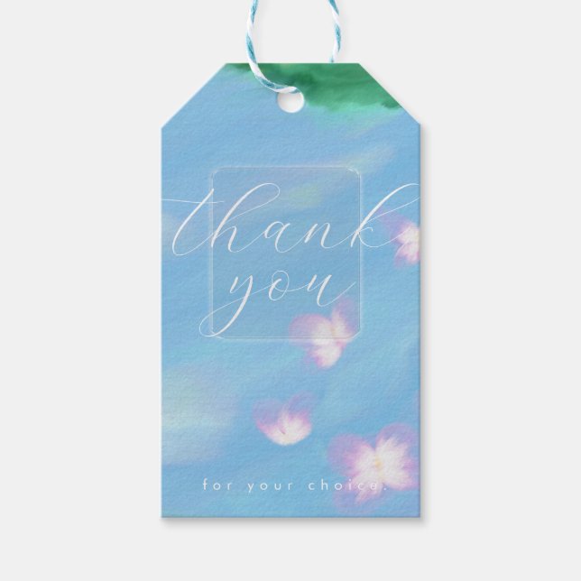 Etiqueta de regalo pastel azul - Tarjeta de agrade (Anverso)