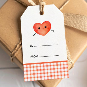 Etiqueta de regalo pequeña y adorable corazón rojo