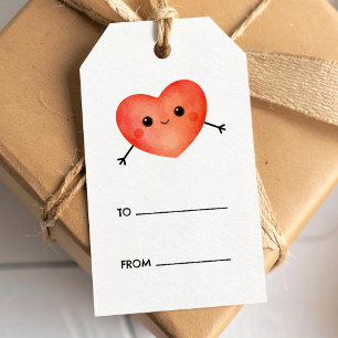 Etiqueta de regalo pequeña y adorable corazón rojo