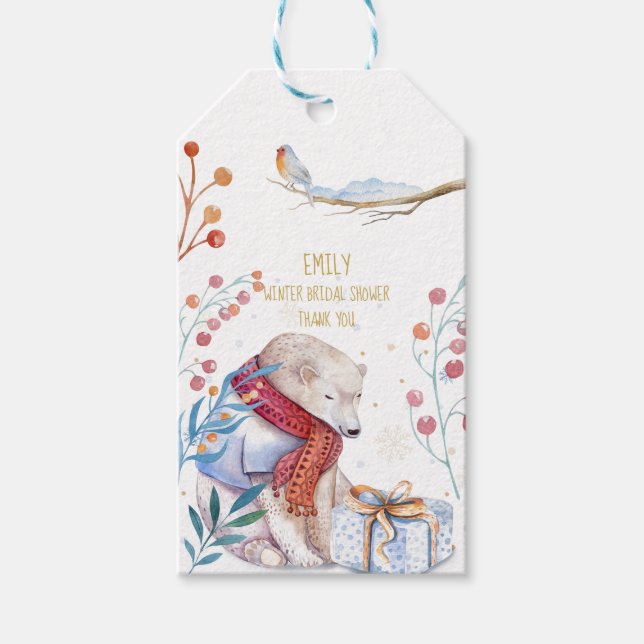 Etiqueta de Regalo Personalizada Acuarela Oso de I (Anverso)