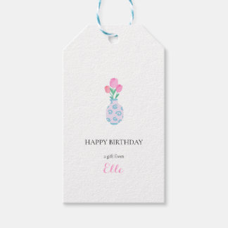 Etiqueta de regalo personalizada con florero