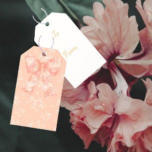 Etiqueta de regalo personalizada con lazos de melo