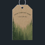 Etiqueta de regalo personalizada con logotipo de b<br><div class="desc">Este diseño presenta un bosque de pinos en tonos suaves de verde forestal. También ideal para recuerdos de boda de bosque o selva.</div>