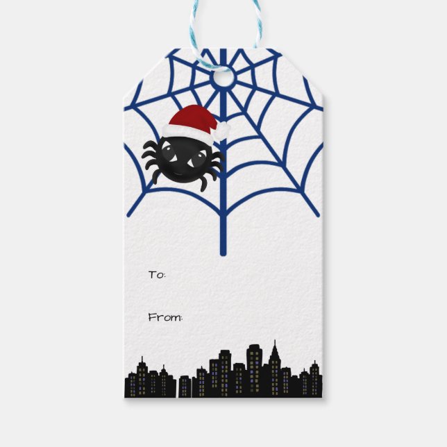 Etiqueta de regalo personalizada de araña de Navid (Anverso)