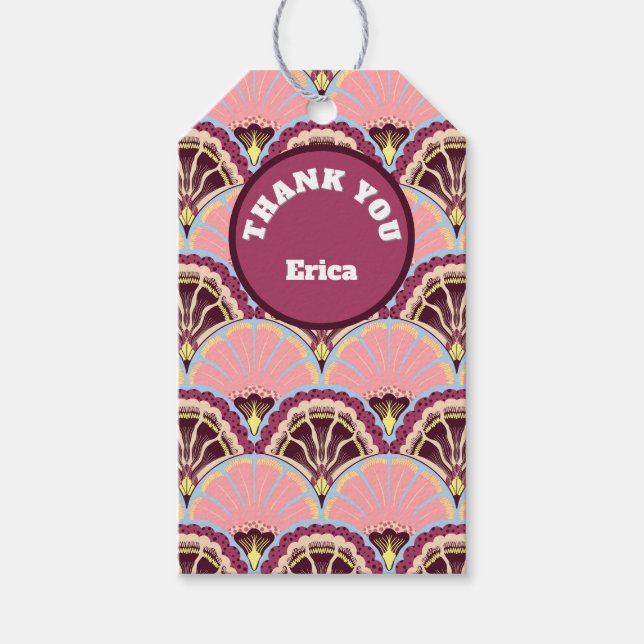 Etiqueta de regalo personalizada de concha rosa (Anverso)