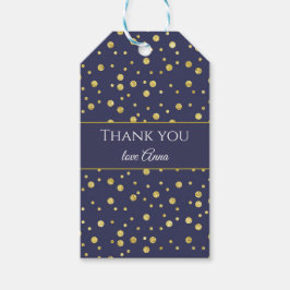 Etiqueta de regalo personalizada de lunares dorado