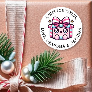 Etiqueta de regalo personalizada de Navidad Rosa