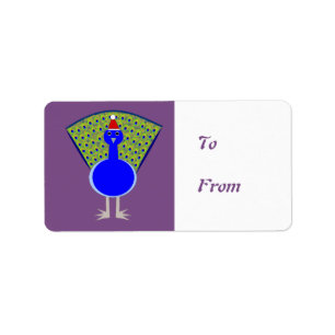 Etiqueta de regalo personalizada de pavo real dive