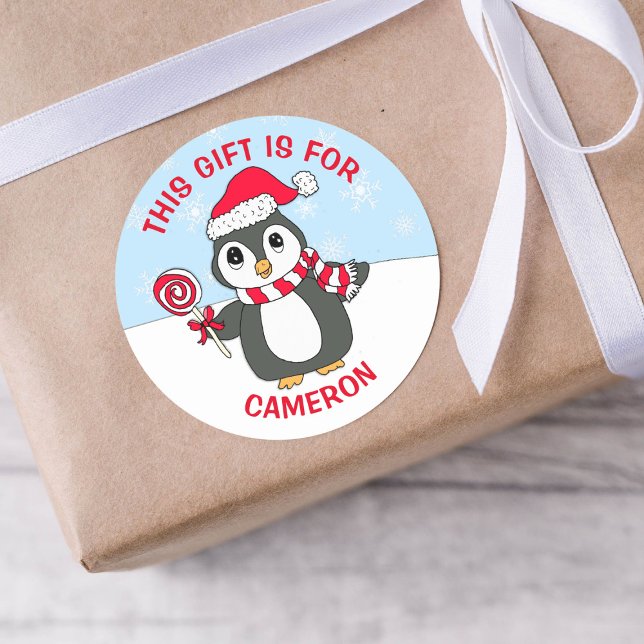 Etiqueta de regalo personalizada de pingüino para  (Subido por el creador)