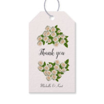 Etiqueta de regalo personalizada de rosas blancas