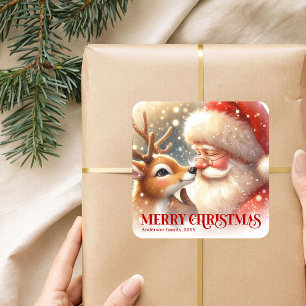 Etiqueta de regalo personalizada de Santa Rudolph