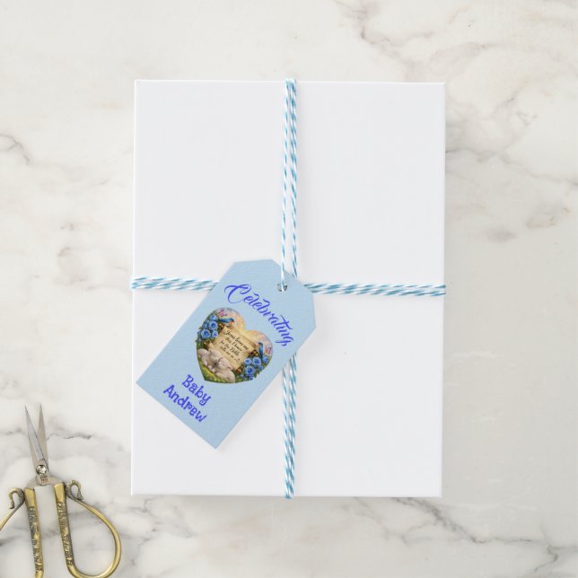 Etiqueta de regalo personalizada para bebé niño (Con cuerda)