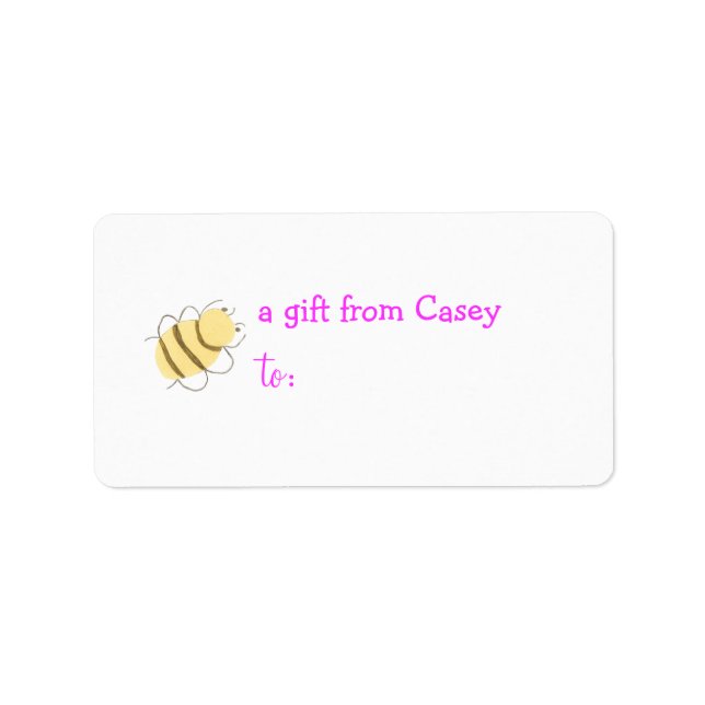 Etiqueta de regalo personalizada -- tema abeja (Frente)
