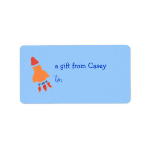 Etiqueta de regalo personalizada -- tema cohete