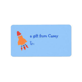 Etiqueta de regalo personalizada -- tema cohete